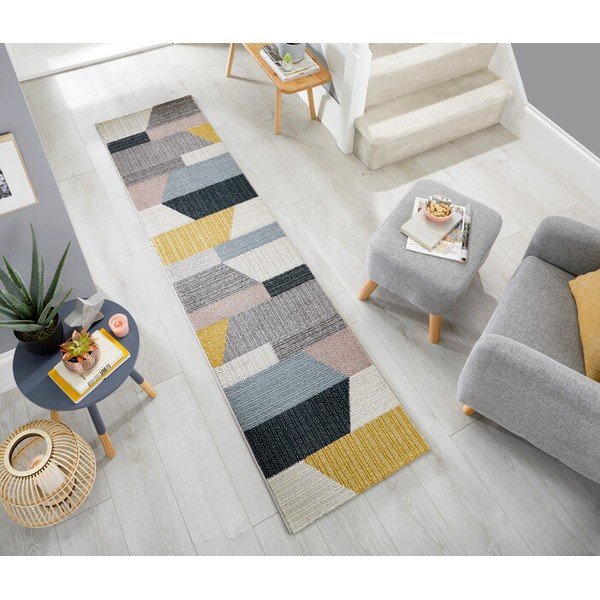 Tappeto grigio e giallo Barrio, 60 x 230 cm - Flair Rugs-image-1