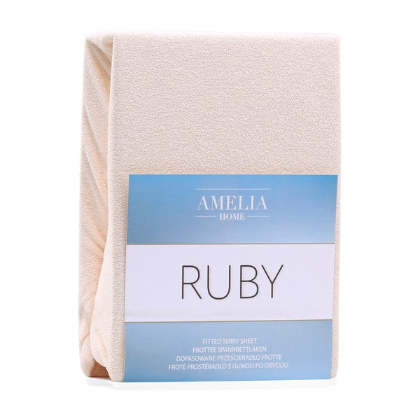 Lenzuolo con angoli beige in terry 160x200 cm Ruby – Restilo-image-2