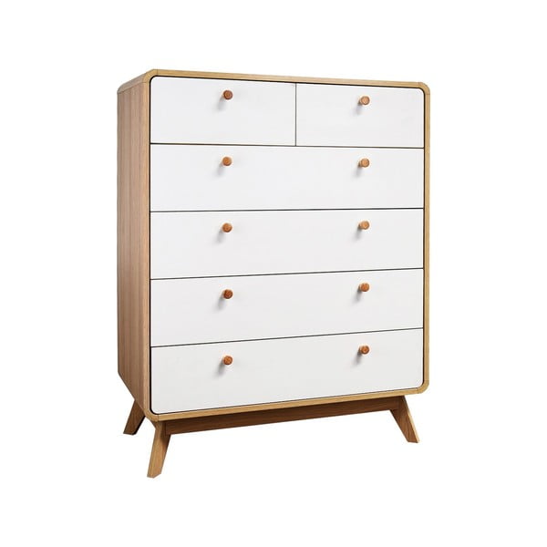 Cassettiera alta bianca con effetto rovere 81x104 cm Caitlin - Støraa-image-2