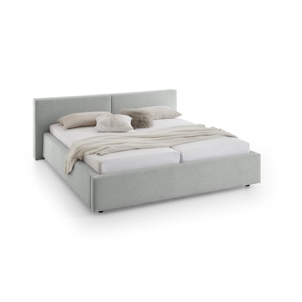 Letto matrimoniale imbottito grigio con contenitore e rete inclusi 160x200 cm Cube – Meise Möbel