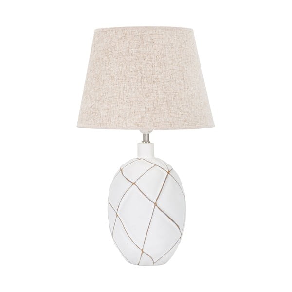 Lampada da tavolo con paralume in tessuto bianco e crema (altezza 60 cm) Lines - Mauro Ferretti