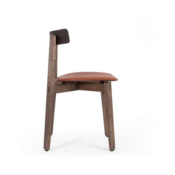 Sedie da pranzo in set marroni/marrone cognac in rovere massiccio 2 pz Nora – Gazzda-image-2