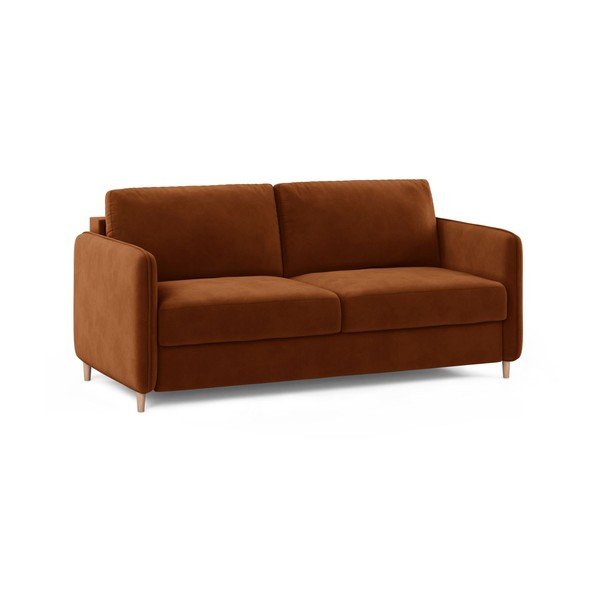 Divano color terracotta per il riposo quotidiano con rivestimento in velluto 184 cm – Micadoni -image-2
