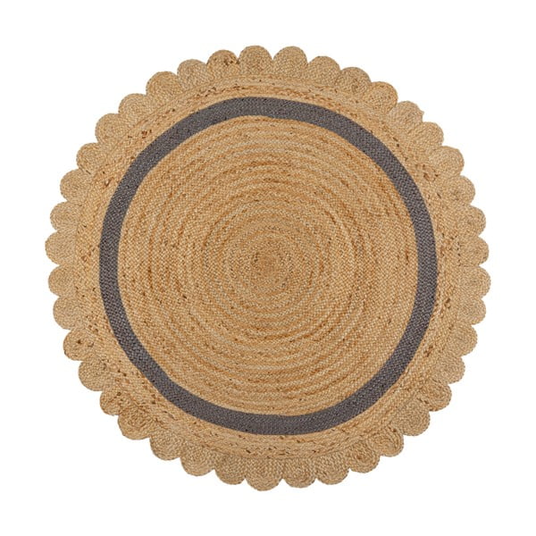 Tappeto rotondo grigio/di colore naturale in iuta tessuto a mano ø 160 cm Grace Grey – Flair Rugs