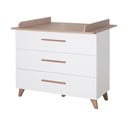 Cassettiera bassa per bambini in rovere con fasciatoio in bianco e naturale 110x98 cm - Roba