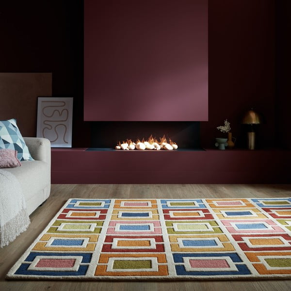 Tappeto in lana tessuto a mano 120x170 cm Retro Blocks - Flair Rugs-image-1
