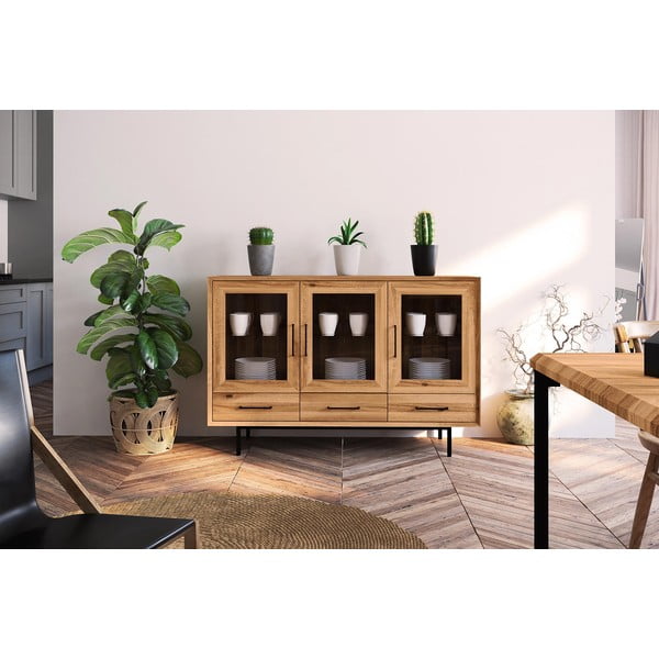 Vetrina in legno di quercia di colore naturale 144x95 cm Abies - The Beds-image-1