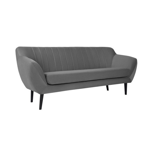 Divano grigio per tre Toscane, gambe nere - Mazzini Sofas-image-1