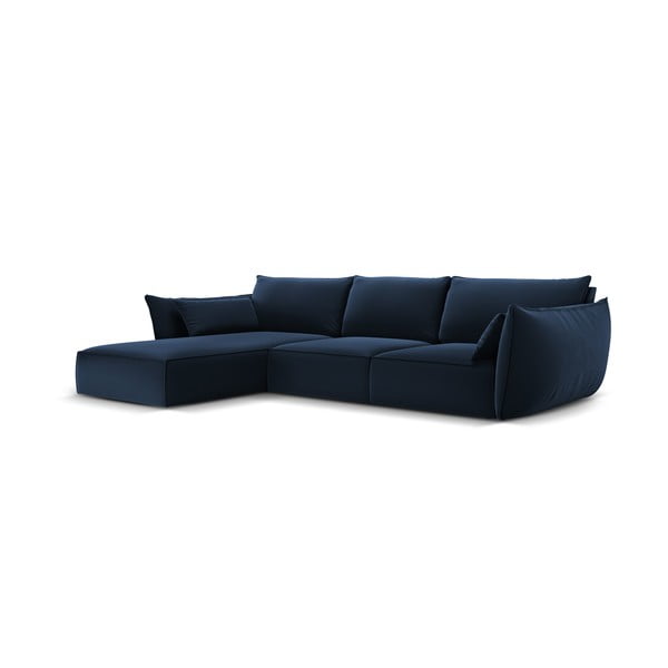 Divano angolare blu scuro (con penisola a sinistra/con chaise lounge) con rivestimento in velluto Vanda – Mazzini Sofas-image-2