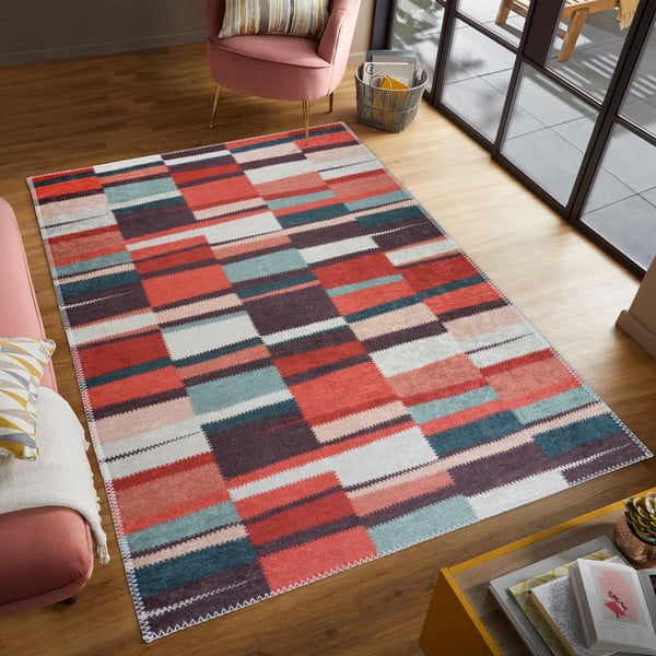 Passatoia rossa lavabile 80x200 cm Blocks of Fun – Vitaus-image-1