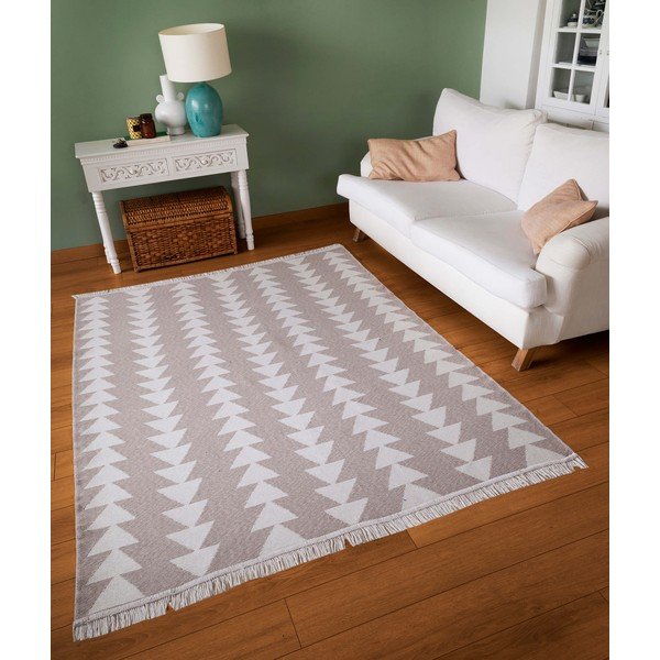 Tappeto in cotone bianco e beige , 60 x 100 cm Duo - Oyo home-image-3