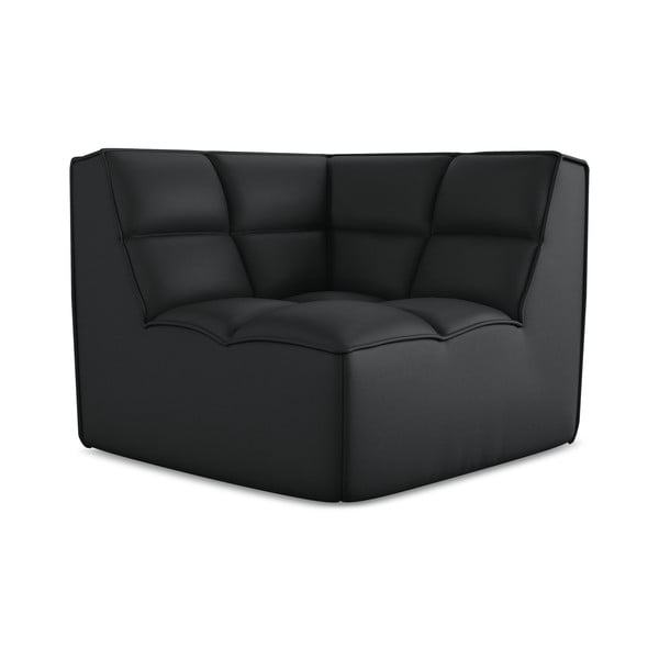 Parte divano componibile nero con rivestimento in finta pelle Kalai – Makamii-image-2