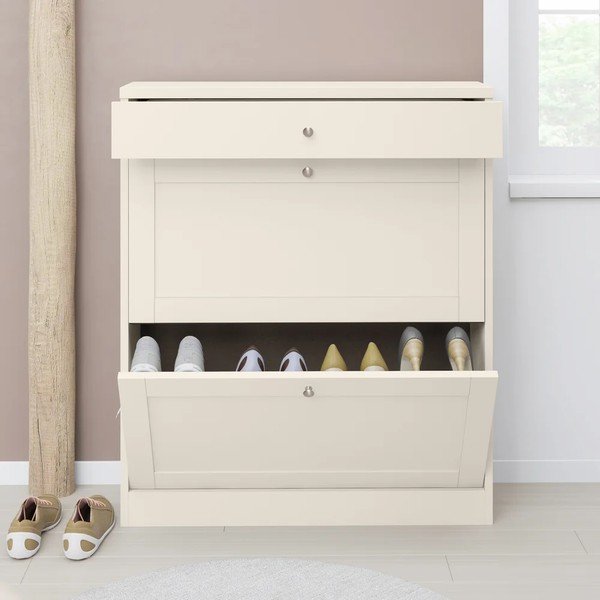 Scarpiera beige opaca con ante ribaltabili 90x103x25 cm Heide – Støraa-image-4