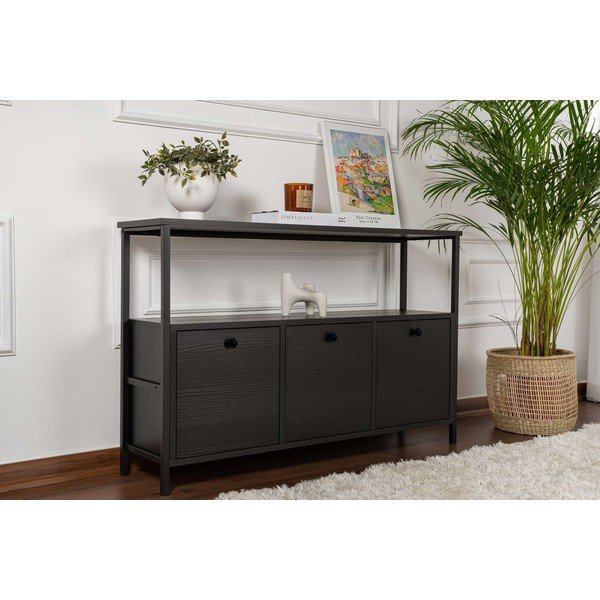 Tavolo consolle nero opaco 29,5x120 cm Solace – Kalune Design-image-1