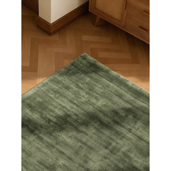 Tappeto verde in viscosa tessuto a mano 80x150 cm Noemi – Vikosa-image-3
