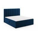 Letto boxspring blu scuro con contenitore 180x200 cm Gina - Milo Casa