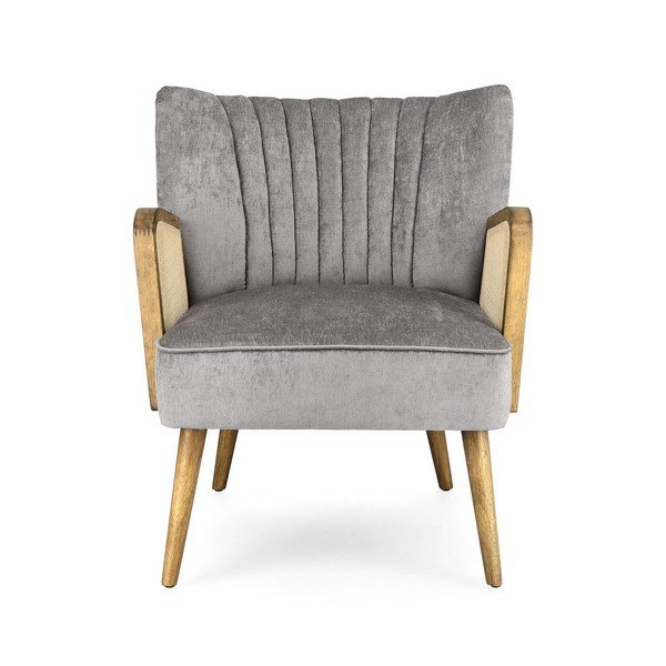 Poltrona grigia con rivestimento in velluto Virna – Bizzotto-image-2