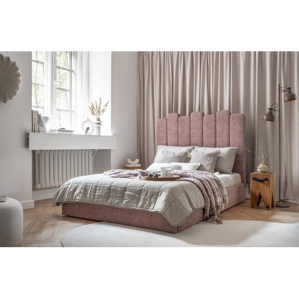 Letto matrimoniale imbottito rosa con vano contenitore con griglia 160x200 cm Dreamy Aurora - Miuform-image-1