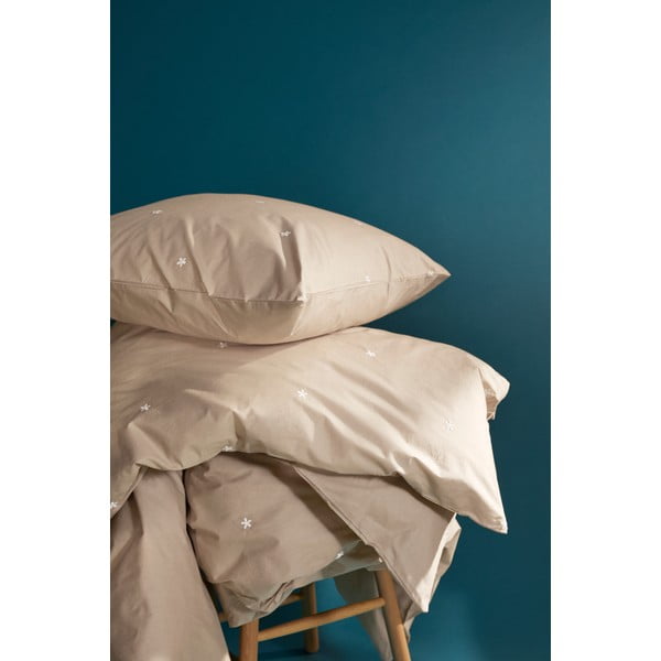 Set copripiumino e federa beige in percalle di cotone per letto singolo 140x200 cm Daisy – JUNA-image-1