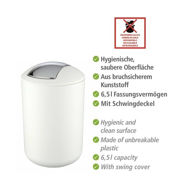 Cestino per la spazzatura bianco in plastica 6,5 l Brasil – Wenko-image-3
