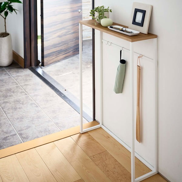 Consolle bianca e marrone chiaro 18,5x60 cm Tower - YAMAZAKI-image-4