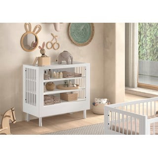 Cassettiera per bambini bianca in faggio massiccio con fasciatoio 100x95x55 cm Forrest – Vipack