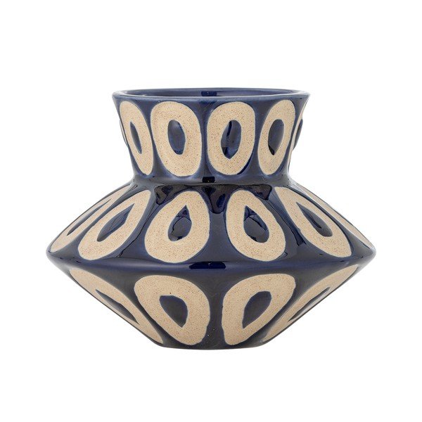 Vaso blu in gres fatto a mano (altezza totale 12 cm) Bashir – Bloomingville