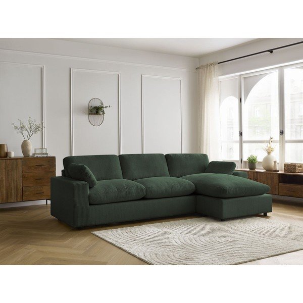 Divano angolare verde con rivestimento in velluto a coste Belair – Bobochic Paris-image-1