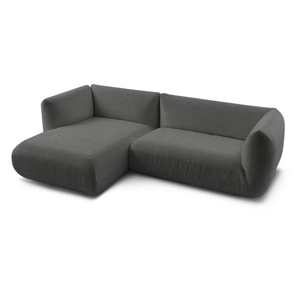 Divano angolare in velluto a coste grigio (angolo sinistro) Lecomte - Bobochic Paris-image-3