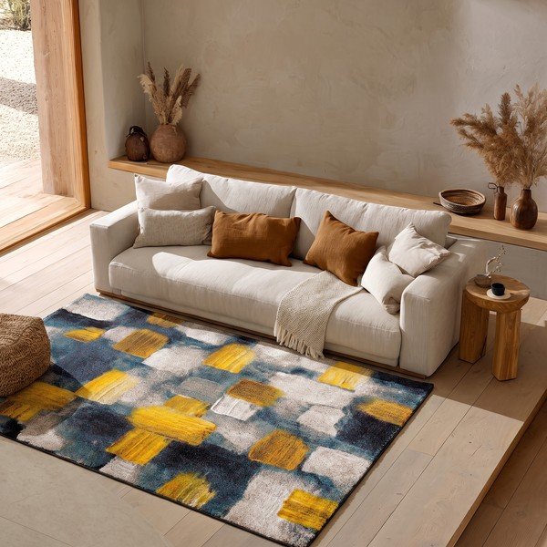 Tappeto blu e giallo , 160 x 230 cm Lienzo - Universal-image-1