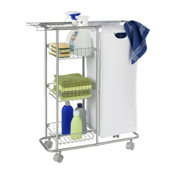 Scaffale mobile universale con cestino , 28 l Slim - Wenko-image-2