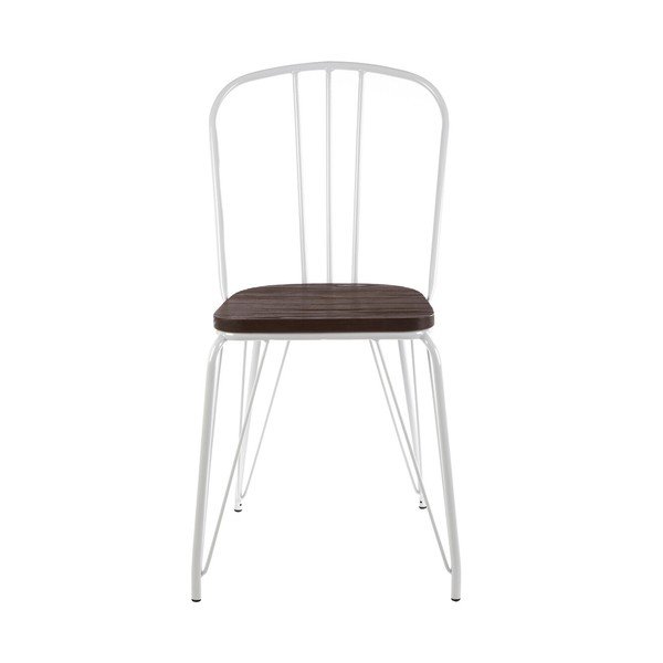 Sedia da pranzo bianca/di colore naturale in olmo massiccio District – Premier Housewares-image-2