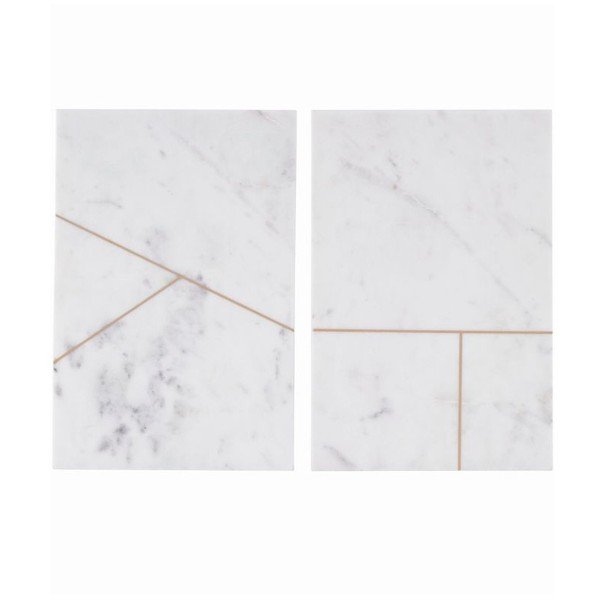 Sada 2 mramorových podložek Marble White, 20x30 cm