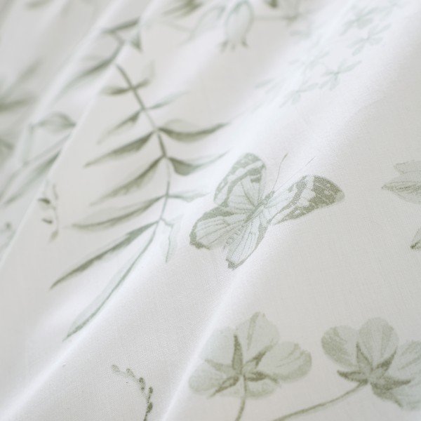 Set copripiumino e federa verde e color crema in cotone per letto singolo 135x200 cm Thea Floral – Bianca-image-4