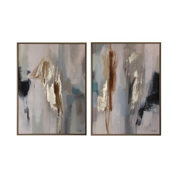 Set di dipinti stampati/con elementi dipinti a mano con cornice inclusa/dipinti su tela 2 pz 60x80 cm Gallery – Bizzotto