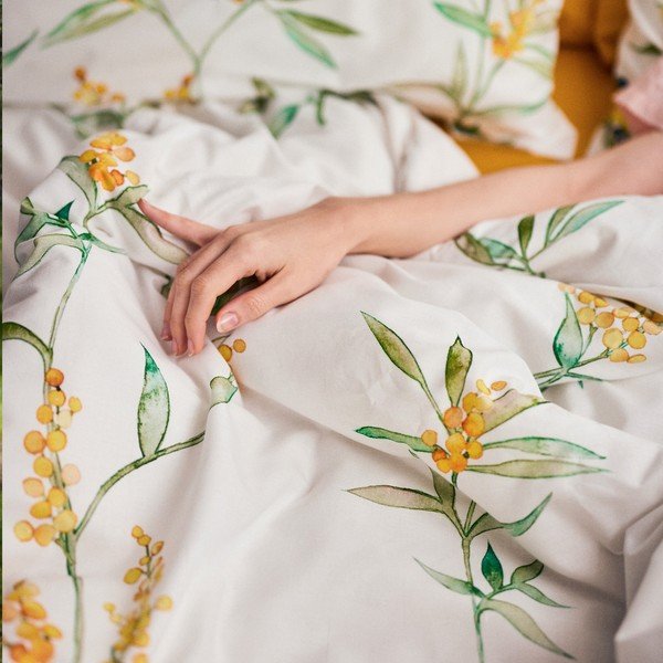 Copripiumino in cotone giallo e bianco per letto matrimoniale 200x200 cm Corniglia - Happy Friday-image-2