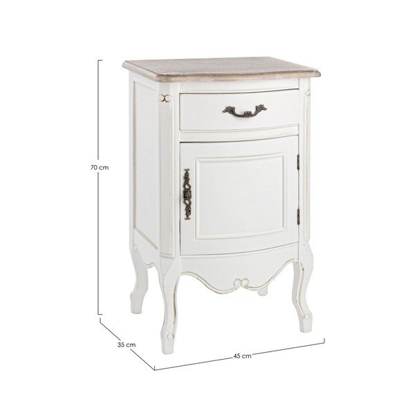 Comodino bianco in legno di paulownia massiccio Justine – Bizzotto-image-4