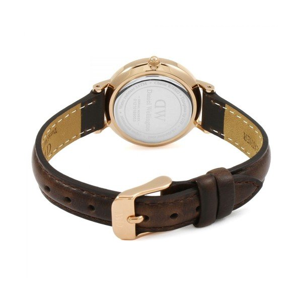Orologio da donna con cinturino in pelle e quadrante bianco con dettagli in oro rosa Petite Bristol, ⌀ 28 mm - Daniel Wellington-image-3