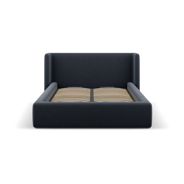 Letto matrimoniale imbottito blu scuro con contenitore con rete inclusa 160x200 cm Jason – Windsor & Co Sofas-image-4