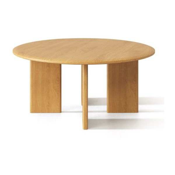 Tavolino da salotto rotondo di colore naturale in rovere massiccio ø 90 cm Charlotte – Micadoni 