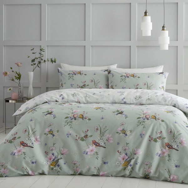 Biancheria da letto verde chiaro per letto matrimoniale 200x200 cm Songbird - Catherine Lansfield