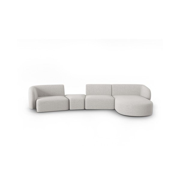 Divano angolare grigio chiaro (con penisola a destra/con chaise lounge) con rivestimento in ciniglia Paolo – Milo Casa