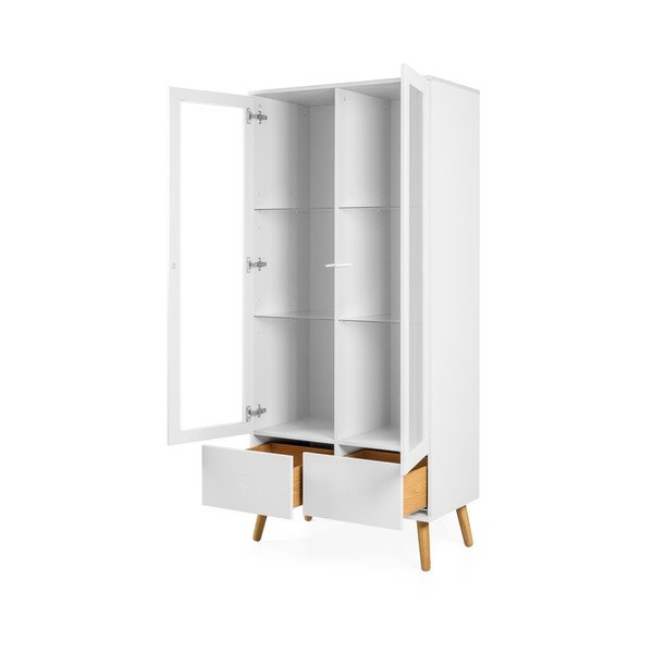 Vetrina bianca con gambe in rovere, altezza 175 cm Dot - Tenzo-image-3