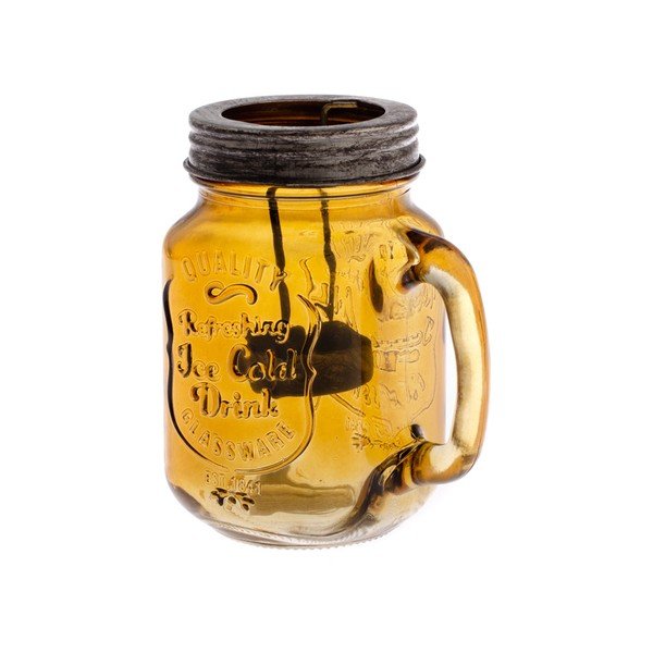 Portacandele in vetro arancione Rura, altezza 13,5 cm - Dakls