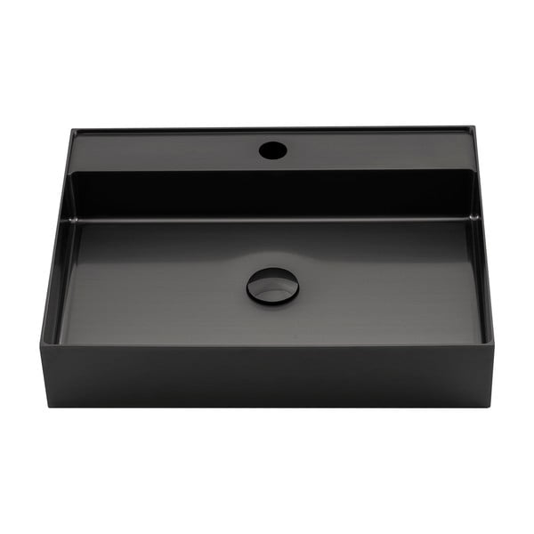 Lavabo nero in acciaio inox 55x42 cm Aurum – Sapho-image-1