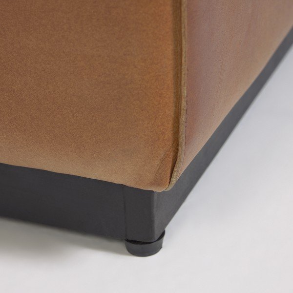 Pouf in pelle marrone cognac Cesia - Kave Home-image-3