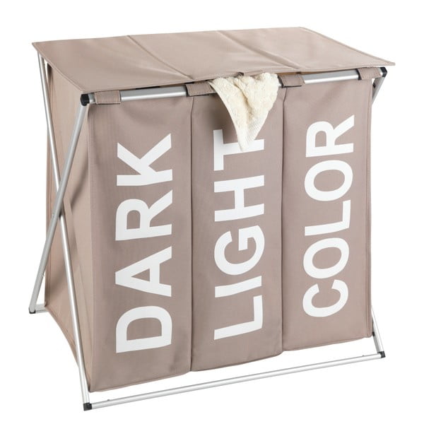 Cesto triplo per biancheria Beige Trio, 118 l Corno - Wenko-image-1