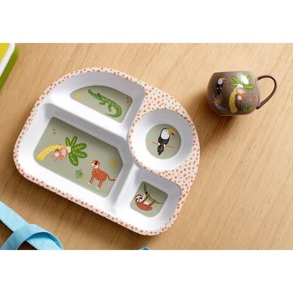 Piatto bianco per bambini 27x21 cm Jungle - Ladelle-image-1
