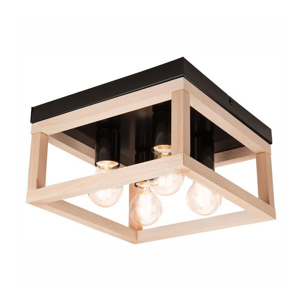 Lampada da soffitto in nero-naturale 30x30 cm Villy - LAMKUR