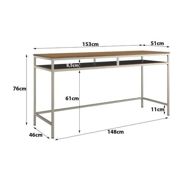 Scrivania con piano effetto noce 51x153 cm Bradford - Støraa-image-2